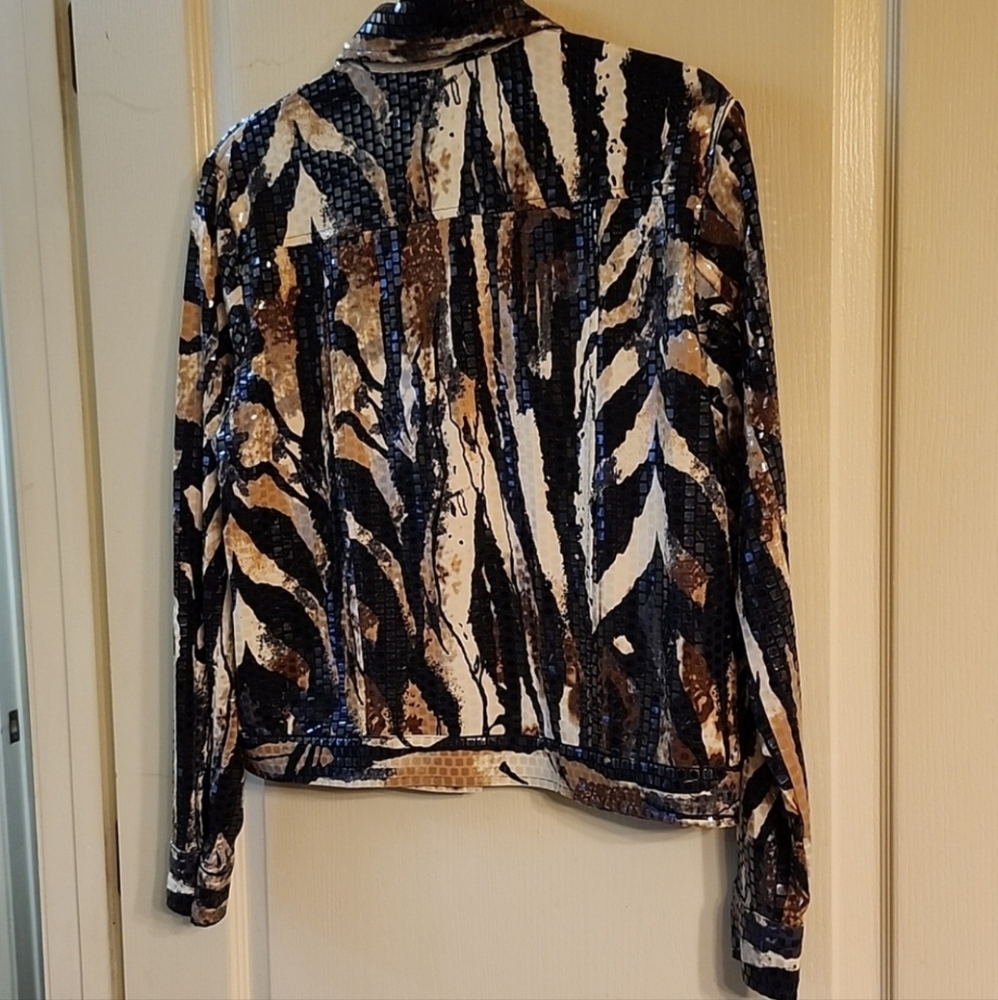 Notations Animal Print Button Down Jacket - image 3